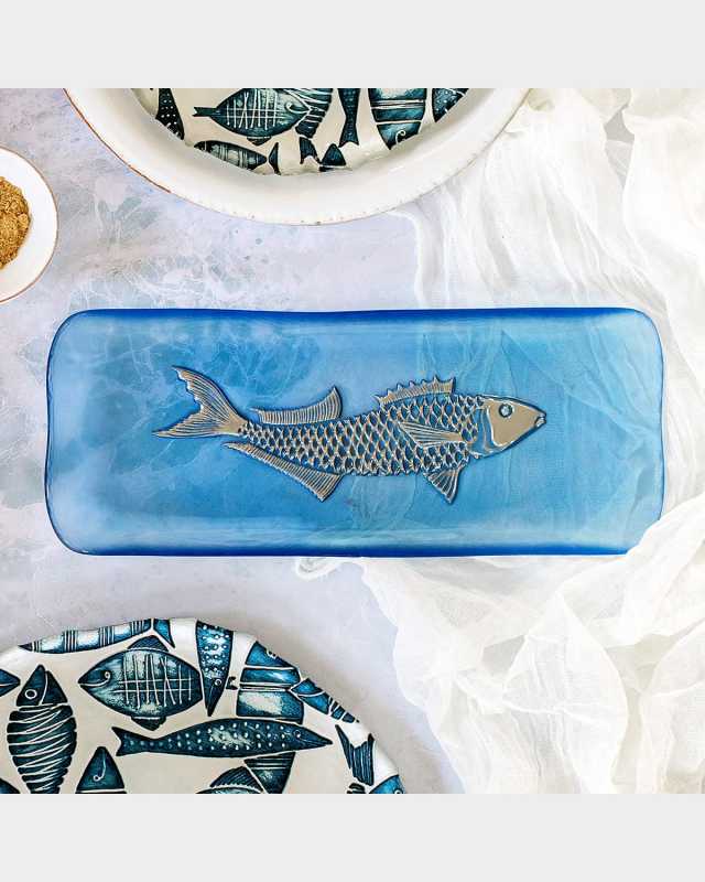 Isola Glass Small Fish Rectangular Tray